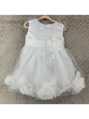NNJXD Flower Girl Dress White Size 18-24 Months Mesh Skirt Flower Formal Wedding